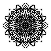 mandalas de flores. elementos decorativos vintage. flor ornamental doodle redondo isolado no fundo branco. mandala de contorno preto. elemento geométrico do círculo. vetor