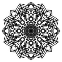 mandala de flor de contorno preto. elemento decorativo vintage. flor ornamental doodle redondo isolado no fundo branco. elemento de círculo geométrico. vetor