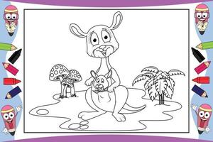 colorir desenho animado animal canguru para crianças vetor