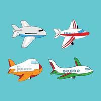 conjunto de ilustração de avião fofo vetor