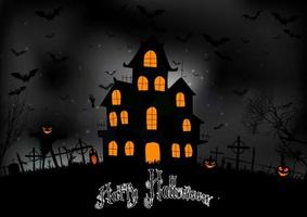 fundo de halloween com casa assustadora vetor