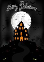 fundo de halloween com casa assustadora na lua cheia vetor
