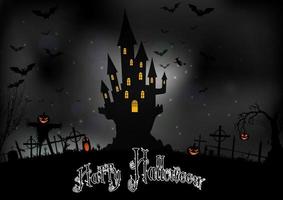 fundo de halloween com casa assustadora vetor