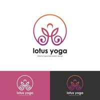 ioga humana com modelo de design de logotipo de lótus. vetor