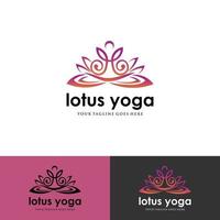 ioga humana com modelo de design de logotipo de lótus. vetor