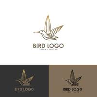 modelo de contorno de arte de linha de ícone de vetor de logotipo de folha de pássaro