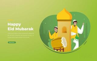 conceito de ilustração de eid mubarak islâmico feliz vetor