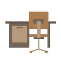 mesa e cadeira de escritório. simples ícone plano em fundo branco vetor