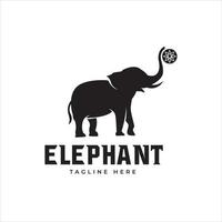 elefante logotipo estilo design inspiração silhueta tronco para cima jogando uma bola vetor