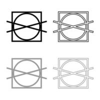 proibido secar e girar símbolos de cuidado de roupas conceito de lavagem ícone de sinal de lavanderia conjunto de contorno de ícone de cor cinza preto ilustração vetorial imagem de estilo plano vetor