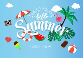 Cartaz de primavera verão, banner vector ilustração e design para vetor de cartão cartaz,