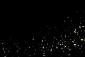 modelo de vetor verde escuro, amarelo com símbolos matemáticos.