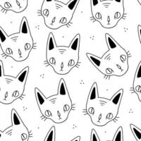 padrão de vetor sem costura com gato esfinge bonito em estilo doodle cartoon sobre fundo branco. imprimir com gatos.