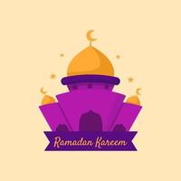 ilustração de ramadan kareem com conceito de estrela e mesquita. estilo de desenho animado de design plano vetor