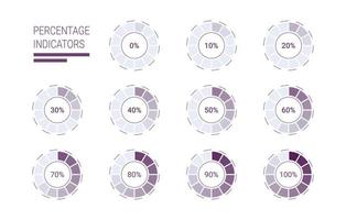barra de progresso circular. conjunto de coleta de indicadores de porcentagem vetor