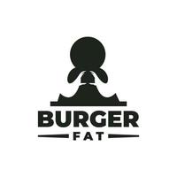 ilustração de um homem gordo segurando um hambúrguer, para o logotipo do restaurante de hambúrguer. vetor