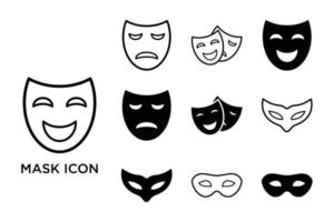 modelo de design de vetor de conjunto de ícones de máscara de ópera simples e limpo