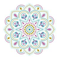 pintura de pontos encontra mandalas. estilo aborígene de pintura de pontos e poder de mandala. flor decorativa. ponto multicolorido ornamentado vetor