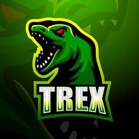 design de logotipo de mascote de dinossauro t-rex vetor