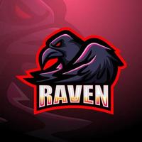 Design do logotipo do mascote raven esport vetor