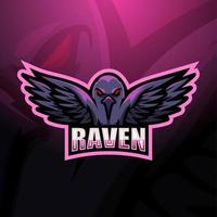 Design do logotipo do mascote raven esport vetor