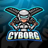 design de logotipo de esport de mascote ciborgue vetor