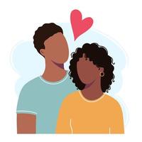 jovem casal afro-americano apaixonado. homem e mulher vetor