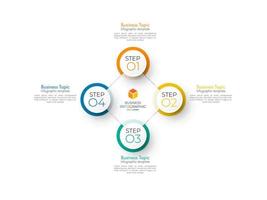 vetor de design de infográficos de passo mínimo e ícones podem ser usados para layout de fluxo de trabalho, diagrama, relatório anual. modelo de design de linha do tempo de infográficos vetoriais com 4 opções, peças, etapas ou processos.