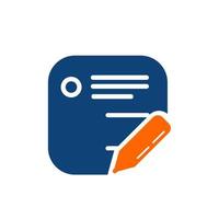 ícone de aplicativo de botão de memorando e caneta e vetor de logotipo