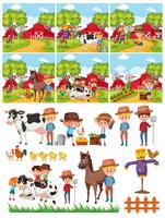 Jogo, de, agricultor, em, campo vetor