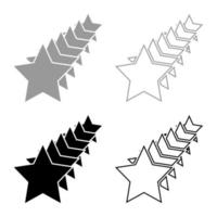 conjunto de contorno de ícone de conceito de estrela de seis estrelas, imagem de estilo plano de ilustração vetorial de cor cinza preta vetor