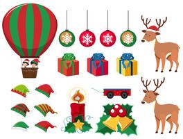 Elementos de Natal com presentes e renas vetor