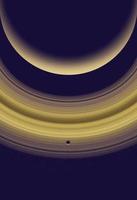 um planeta anel gigante com sua lua em órbita vetor