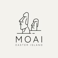 design de ícone de logotipo de arte de linha minimalista de monumento moai vetor