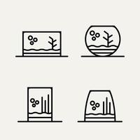 conjunto de logotipo de arte de linha minimalista de aquário de vidro vetor