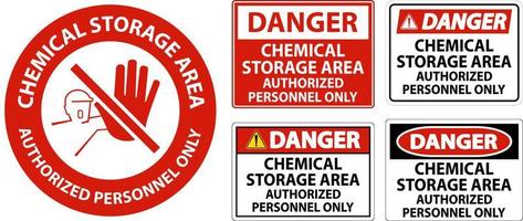 perigo área de armazenamento de produtos químicos apenas pessoal autorizado símbolo sinal vetor