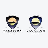 definir design de ilustração vetorial de logotipo de férias de iate emblema, luxo