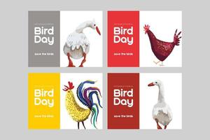 postais para o dia internacional dos pássaros vetor