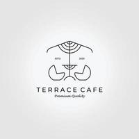 terraço café logotipo ao ar livre ilustração vetorial design linha arte ícone vetor