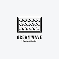 emblema de arte de linha mínima de ondas do mar logotipo ícone vector ilustração design