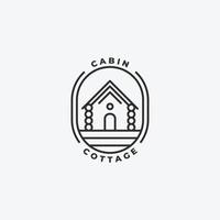 distintivo de emblema de cabines cottage linha arte logotipo vetor ilustração design minimalista