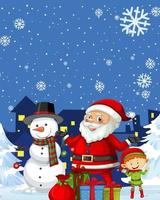 design de cartaz de natal com papai noel e boneco de neve vetor