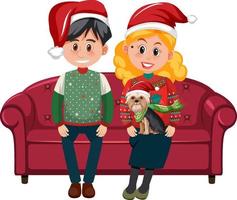 casal homem e mulher vestindo roupas de natal vetor