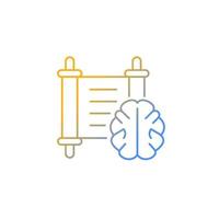 ícone de vetor linear gradiente filosofia. cérebro contra o fundo do manuscrito antigo. estudo de questões fundamentais. símbolo de cor de linha fina. pictograma de estilo moderno. desenho de contorno isolado de vetor