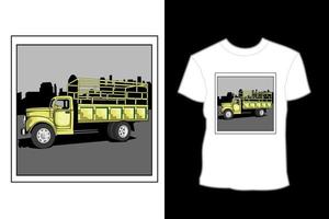 vintage de caminhão no design de camiseta de ilustração da cidade vetor