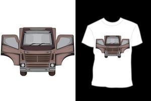 design de camiseta de ilustração de vista frontal de caminhão vetor