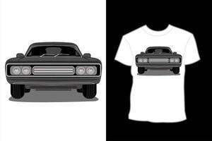 design de camiseta de ilustração de carro esporte sedan clássico vintage vetor