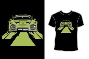 design de camiseta de ilustração de carro esporte moderno verde vetor