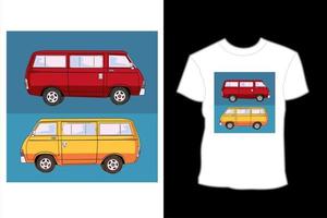 design de camiseta de ilustração de mini ônibus vintage antigo vetor