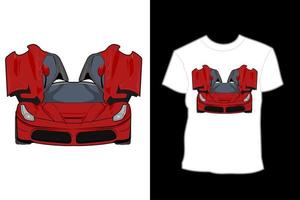 design de camiseta de ilustração de carro esporte vermelho ferrari vetor